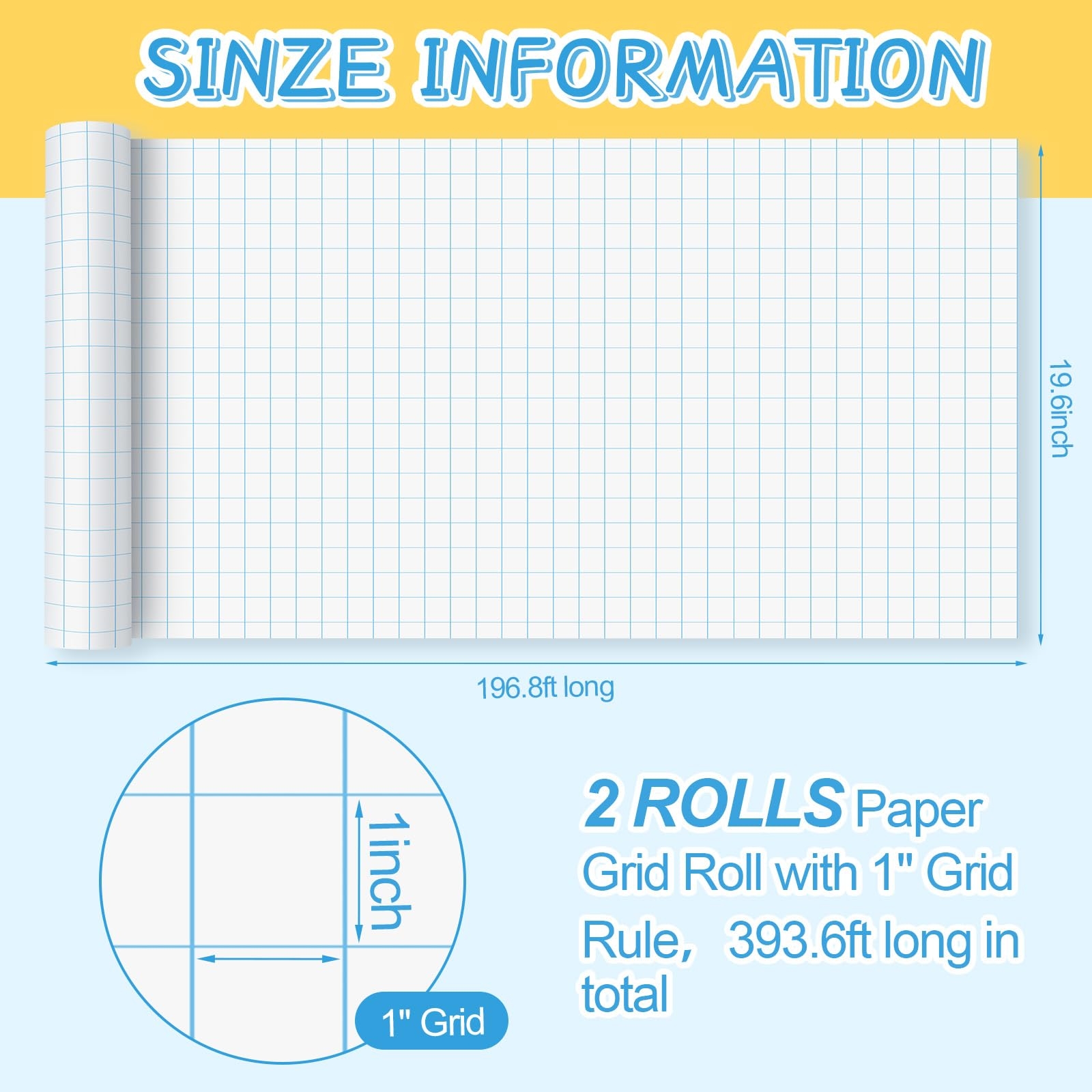 Amazon Jetec 2 Roll 1 Large Grid Graph Paper Roll 19 7 Inch X 197ft Drafting Paper For Back To School Classroom Teaching Supplies Kids Students Gifts Office Products
