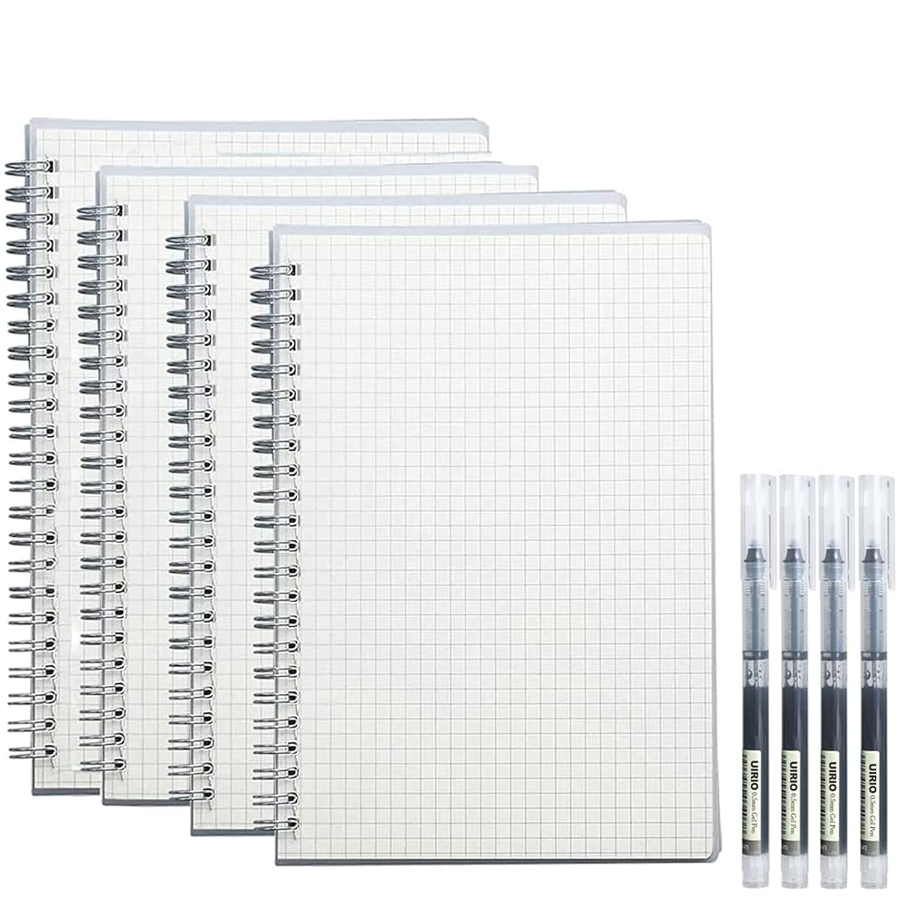 Amazon UIRIO Graph Paper Spiral Notebook A5 Math Engineering Grid Journal 5 5x8 Inch Quad Ruled Clear Hardcover For Composition Math School Work 4 Office Products