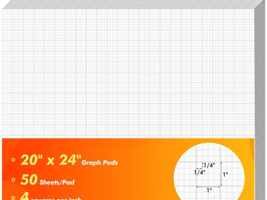 Amazon Watersay 50 Sheet Large Graph Paper Pad 20 X 24 Giant Graph Paper 1 And 1 4 Ruled Grid Paper 200gsm For Precise Notetaking Engineer Architect Designer Sketching Building Plan Drafting