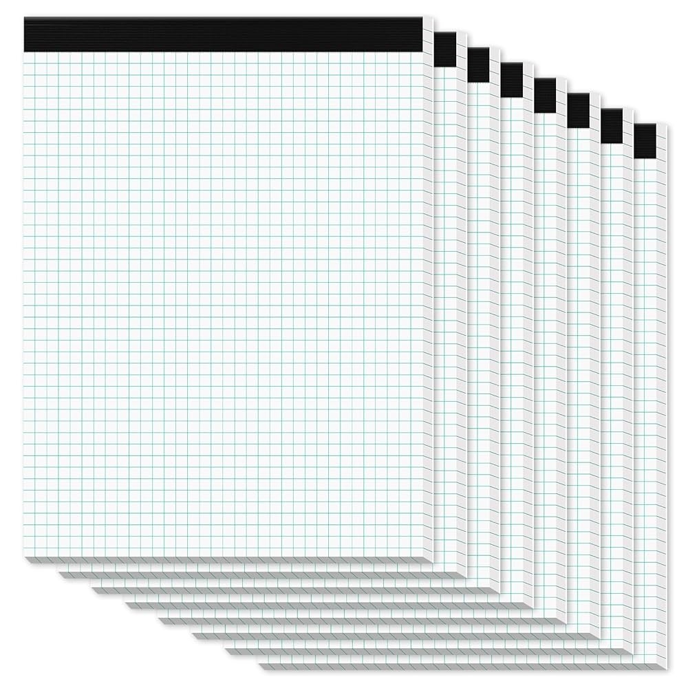 Amazon Zaviko Graph Paper Pads 8 5 X 11 8 Pack 4x4 Quad Grid Paper Pad 8 1 2 X 11 White Quadrille Pad Easy Tears Off Design Grid Notebook 8 1 2 X 11 White