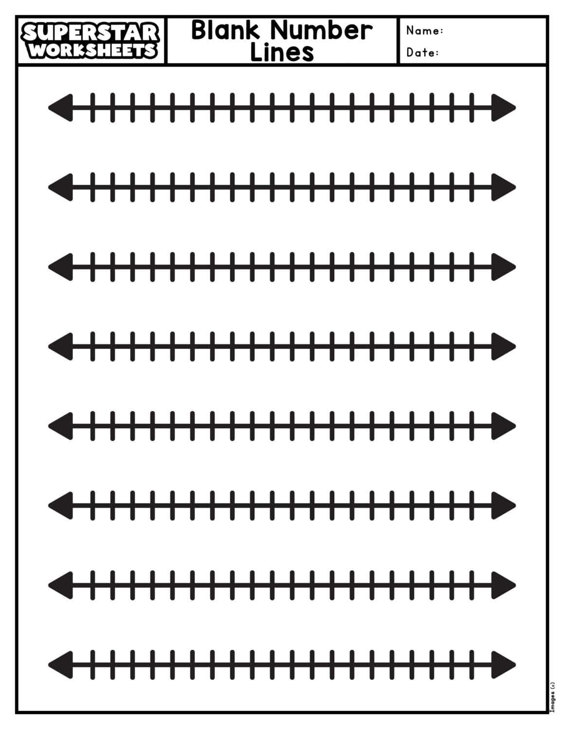 Blank Number Lines Superstar Worksheets