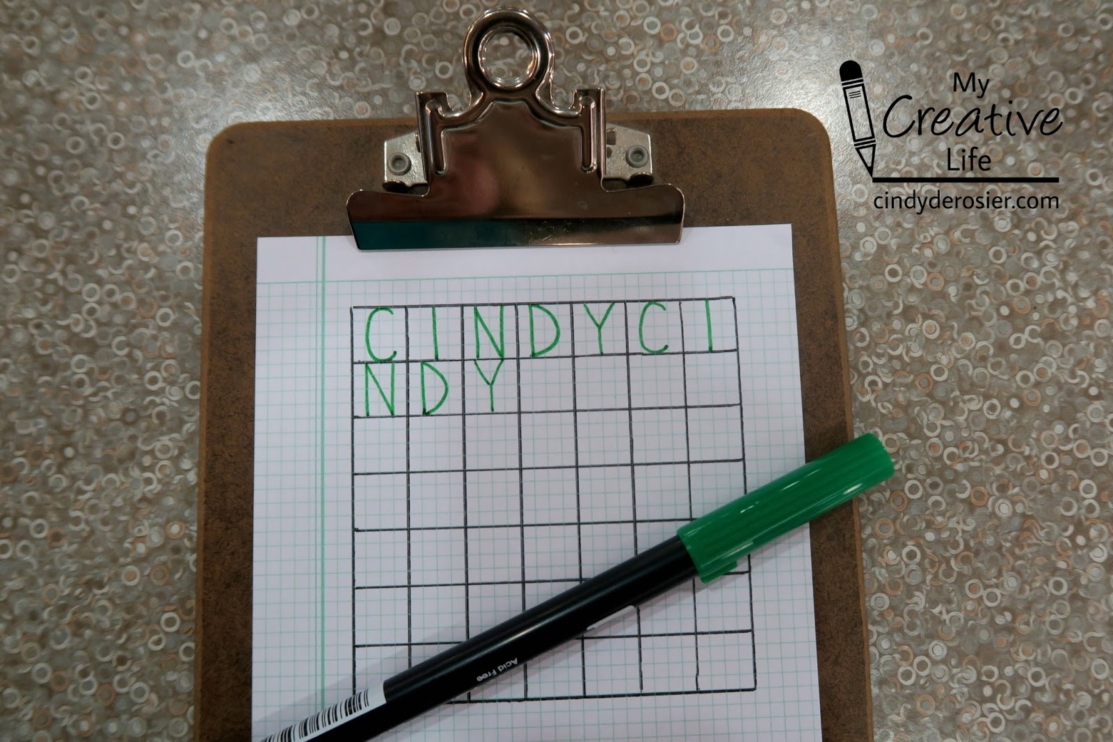 Cindy DeRosier My Creative Life Graph Paper Grid Name Art