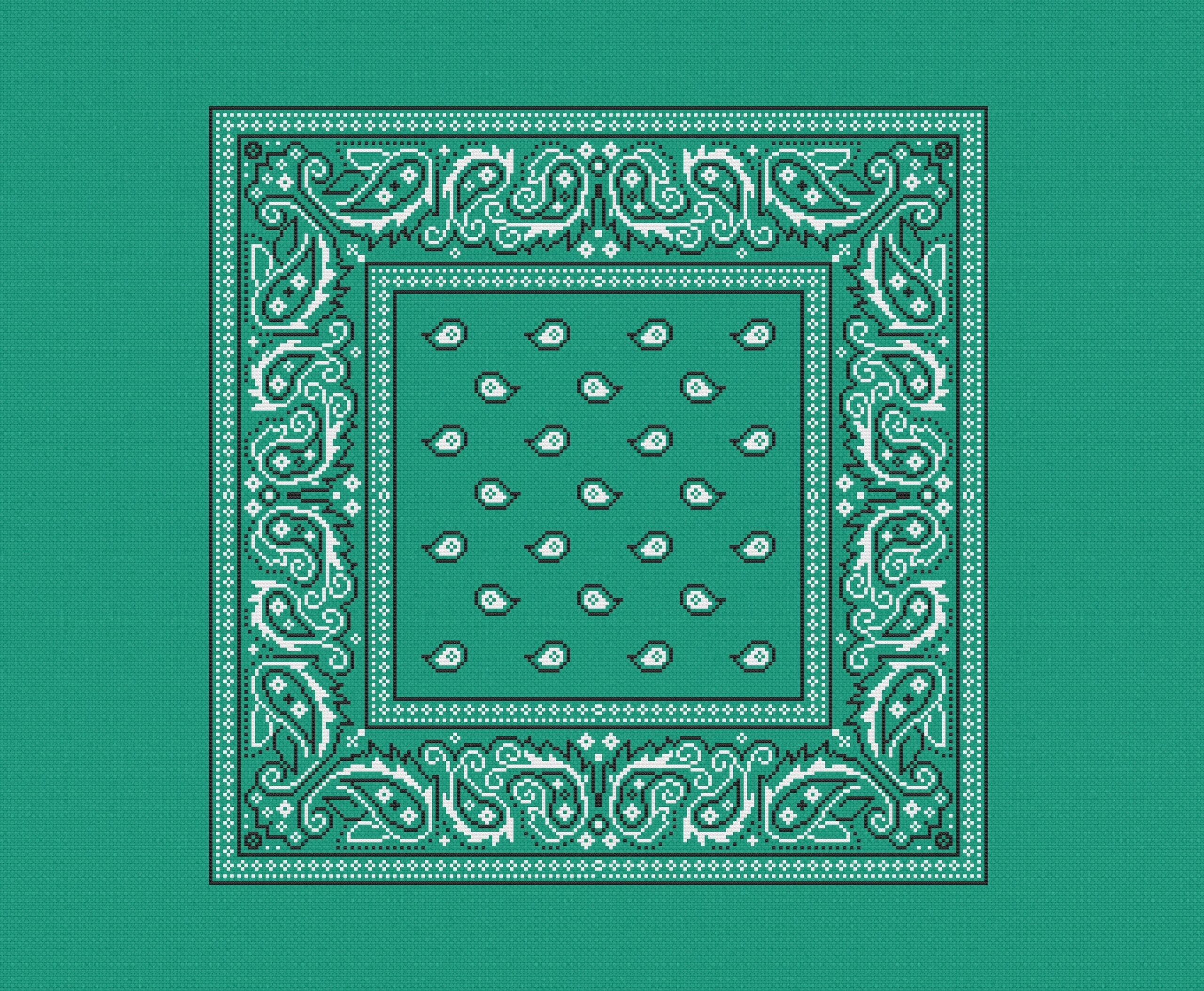 Cross Stitch Pattern Stitch Your Own Bandana Paisley Headscarf Kerchief Scarf Neckerchief On Any Colour By Vivsters PDF Counted Chart 112 Etsy