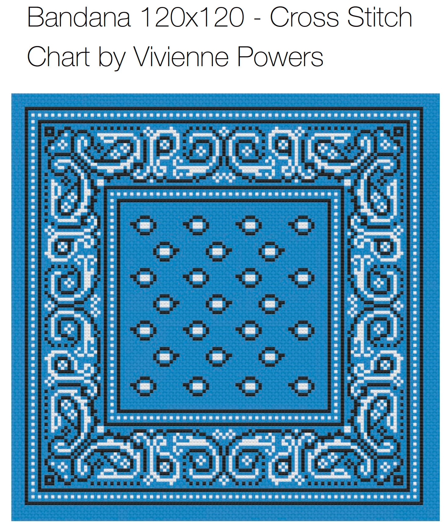 Cross Stitch Pattern Stitch Your Own Bandana Paisley Headscarf Kerchief Scarf Neckerchief On Any Colour By Vivsters PDF Counted Chart 112 Etsy