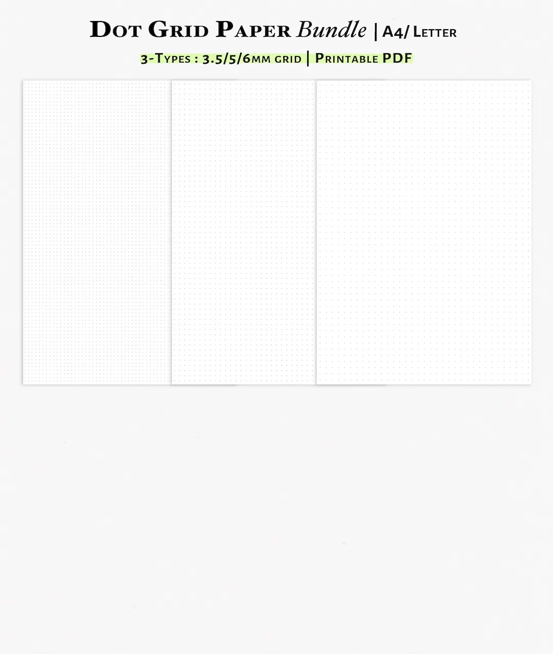 Dot Grid Paper Printable PDF Template For A4 US Letter Size 3 5mm 5mm 6mm Dot Grid Digital Paper Bundle N106 Etsy