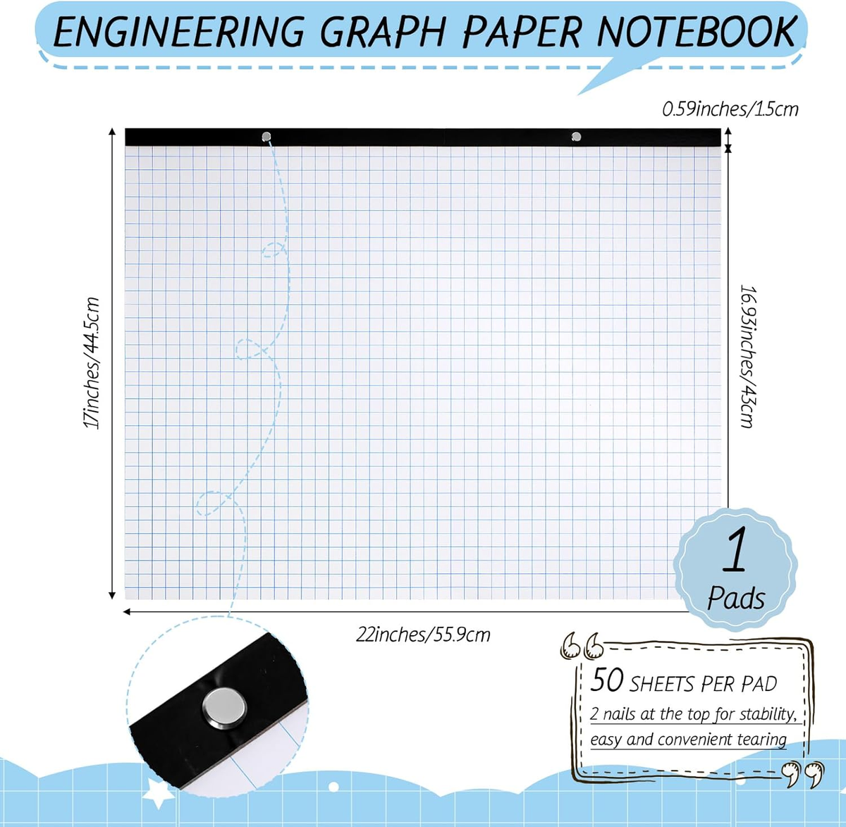 Fainne Large Engineering Graph Paper 22 X17 Landscape 4 X 4 Grid Graph Paper EBay