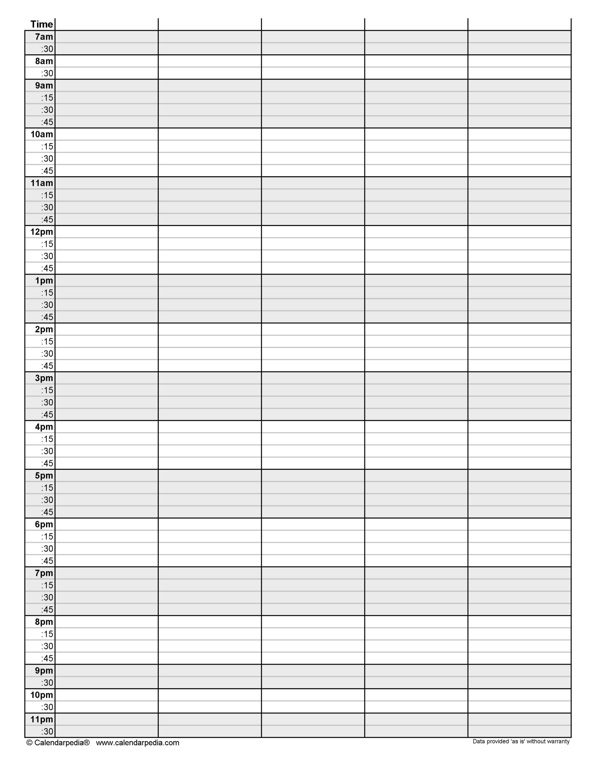 Printable Hourly Graph Paper