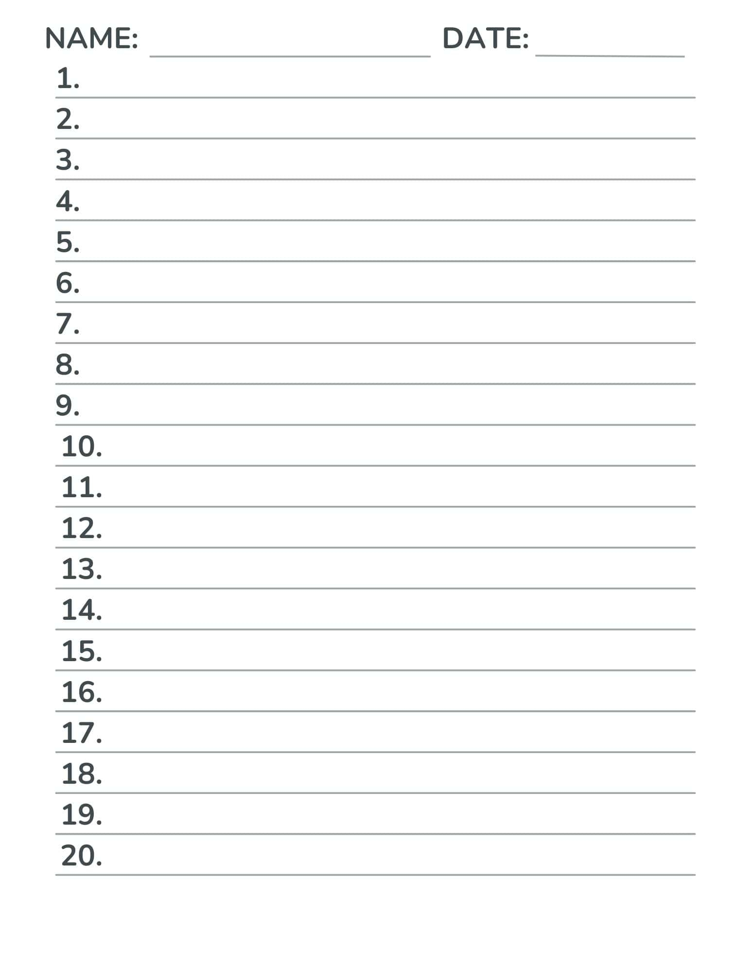 Free Numbered Lined Paper PDF 1 20 1 25 1 50 1 100 