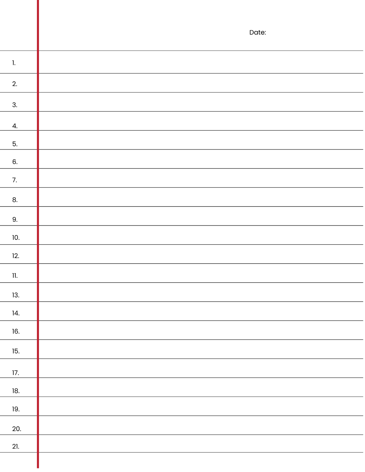 Free Numbered Lined Paper Template To Edit Online