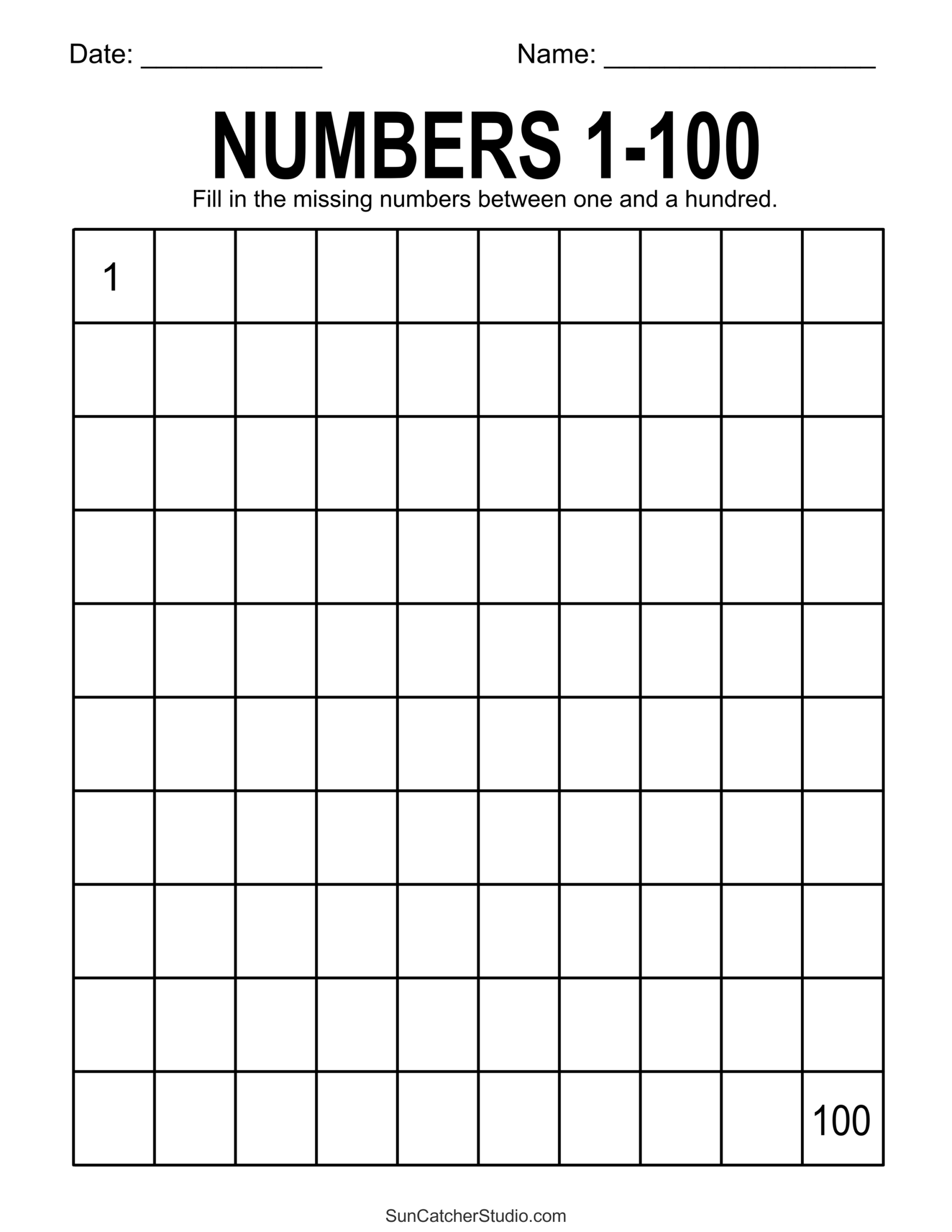 Free Printable Hundreds Charts Numbers 1 To 100 Free Printables Monograms Design Tools Patterns DIY Projects