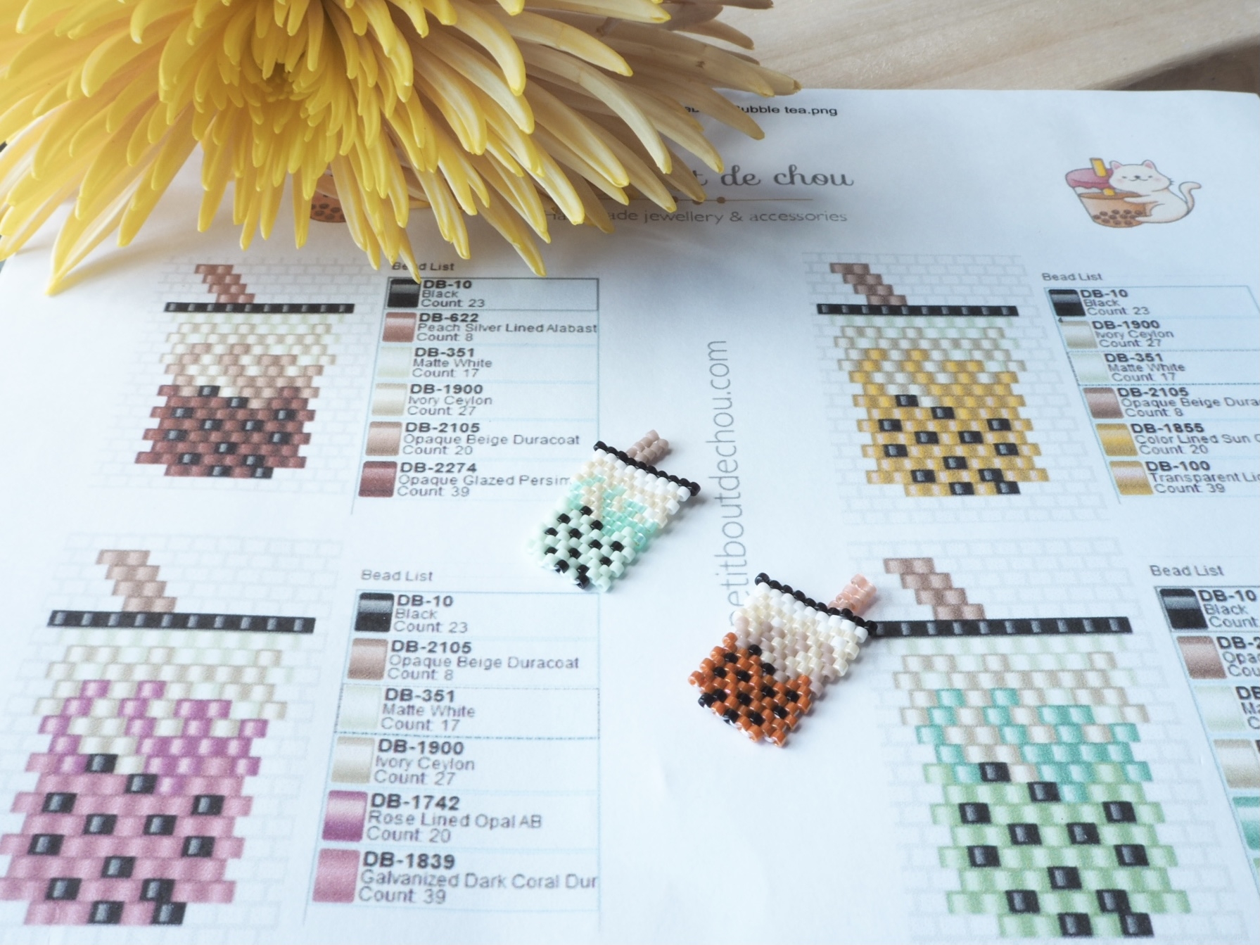 Freebie Miyuki Bubble Tea In Brick Stitch Petit Bout De Chou