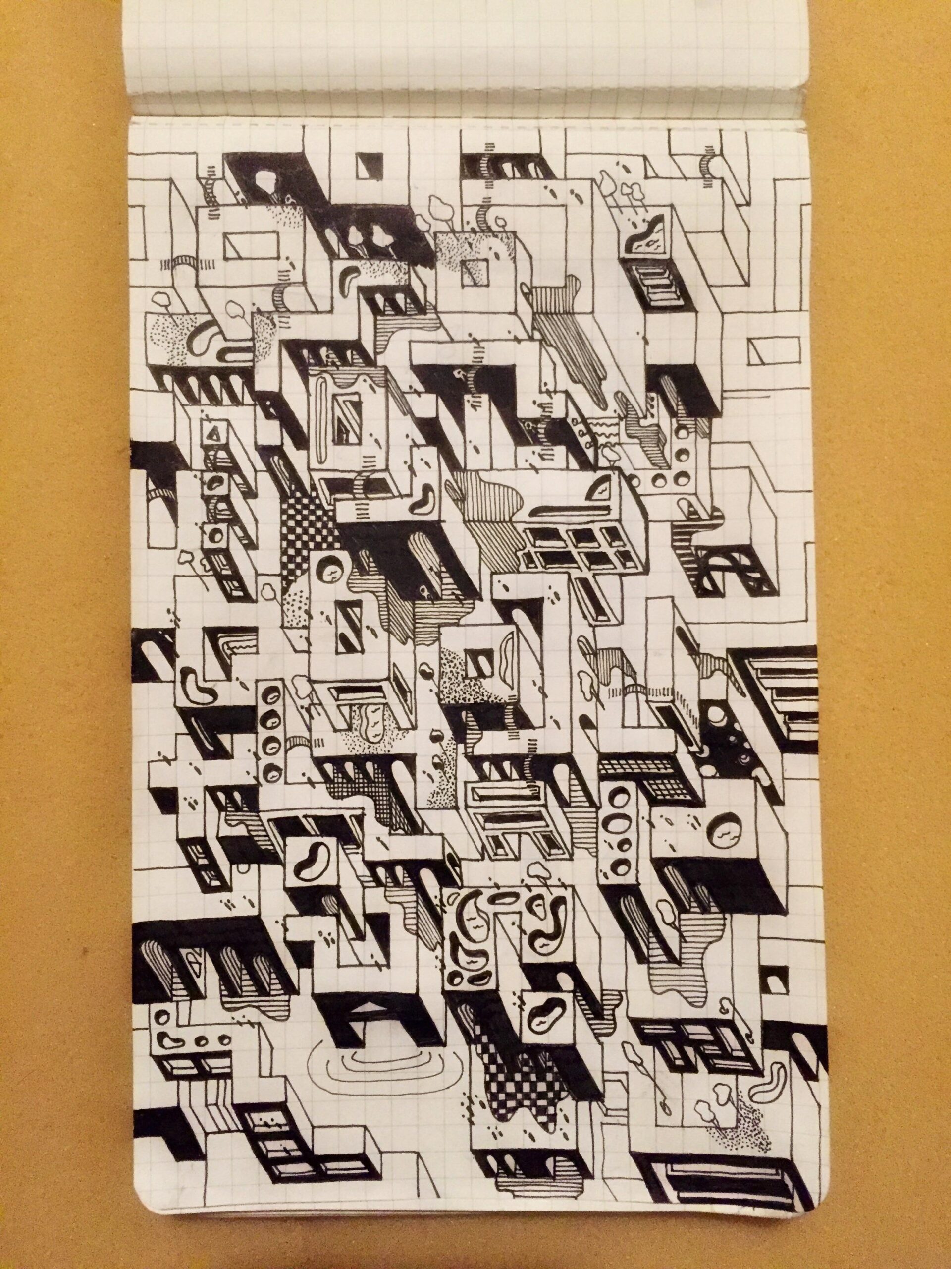 Fun City No 3 Ink On Graph Paper 8x5in R drawing Fun City No 3 Ink On Graph Paper 8x5in R drawing