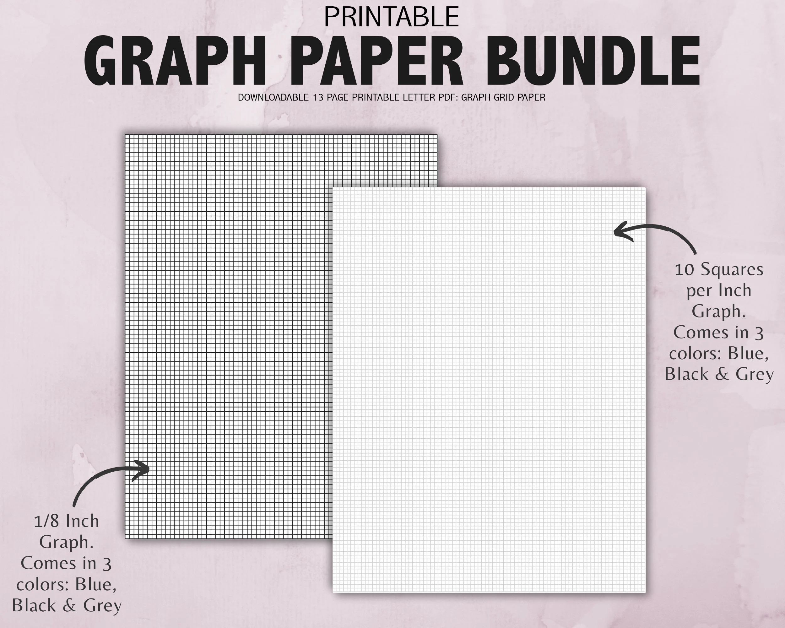 Graph Grid Printable Paper Insert Bundle Engineer Graph Paper Bullet Journal Paper Bujo Planner Etsy
