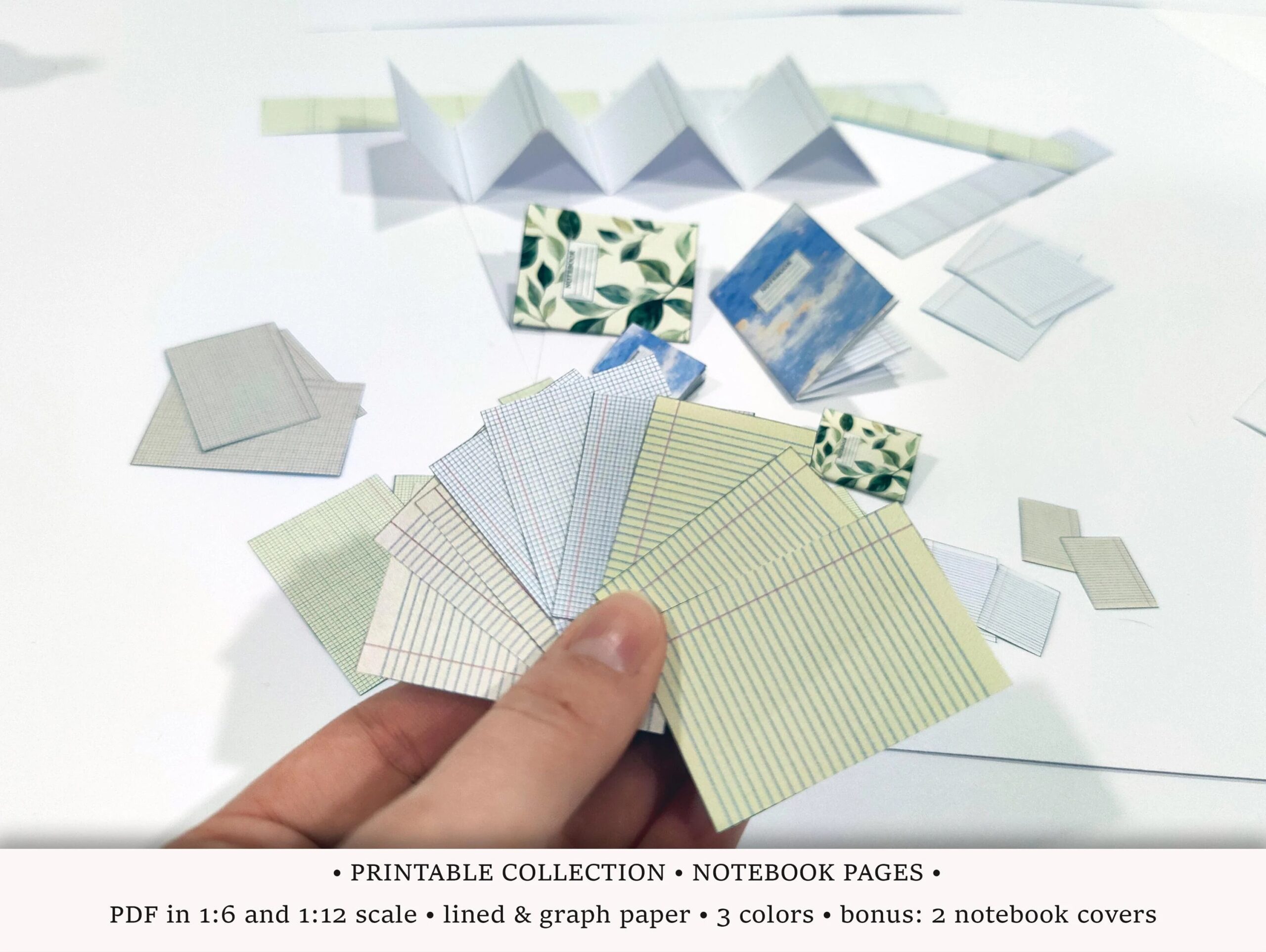 Graph lined Paper PRINTABLE 1 6 And 1 12 Scale PDF White Yellow Aged Pages Miniature Modern Dollhouse Bonus Notebook Covers Etsy