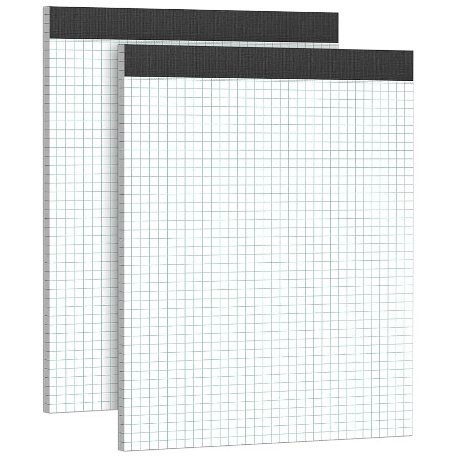 Graph Pads For Construction 2 Pack Quad Rule S 8 5x11 75 4x4 Grid 50 Sheets Each Perforated For Easy Tear Graph Paper Pad