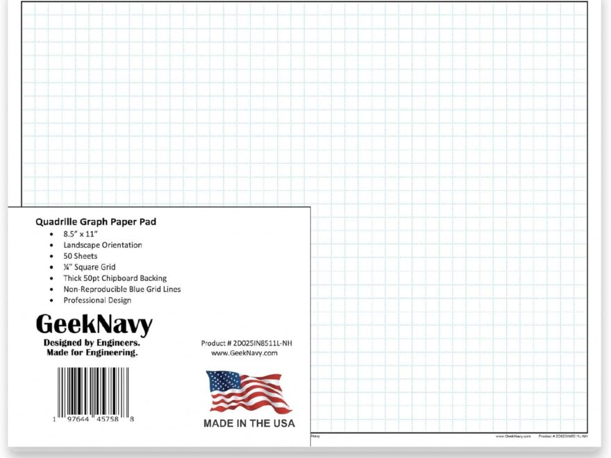 Graph Paper 11x17 11 X 17 Quadrille Graph Paper 50 Sheets Landscape 0 25 4X4 Square Graph Notebook