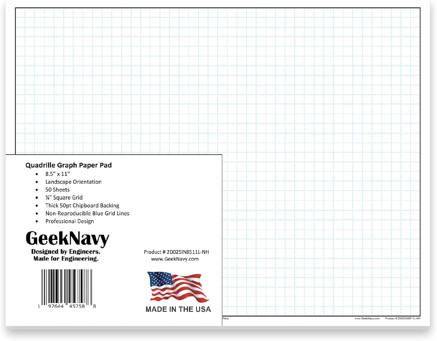 Graph Paper 11x17 11 X 17 Quadrille Graph Paper 50 Sheets Landscape 0 25 4X4 Square Graph Notebook
