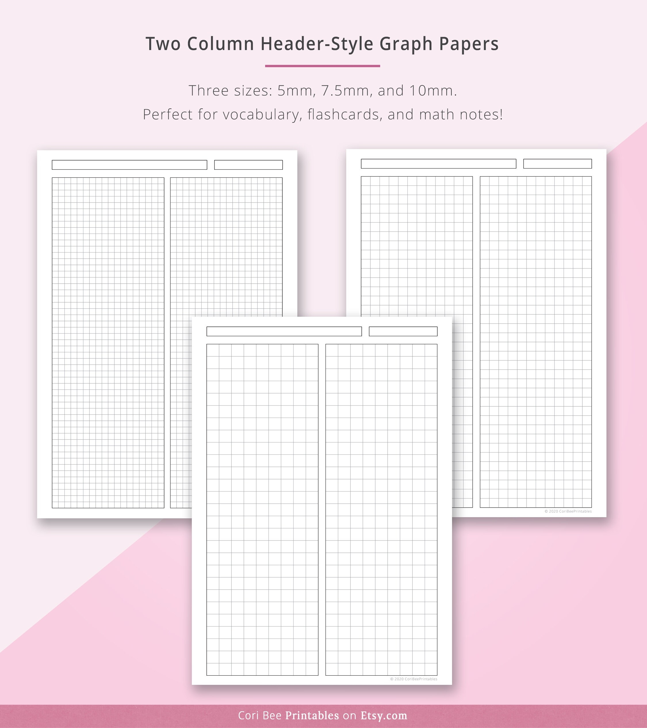 Graph Paper Graph Note Paper Graph Notebook Paper Printable Graph Stationary Printable Notetaking Paper Wide Graph Paper Narrow Graph Etsy