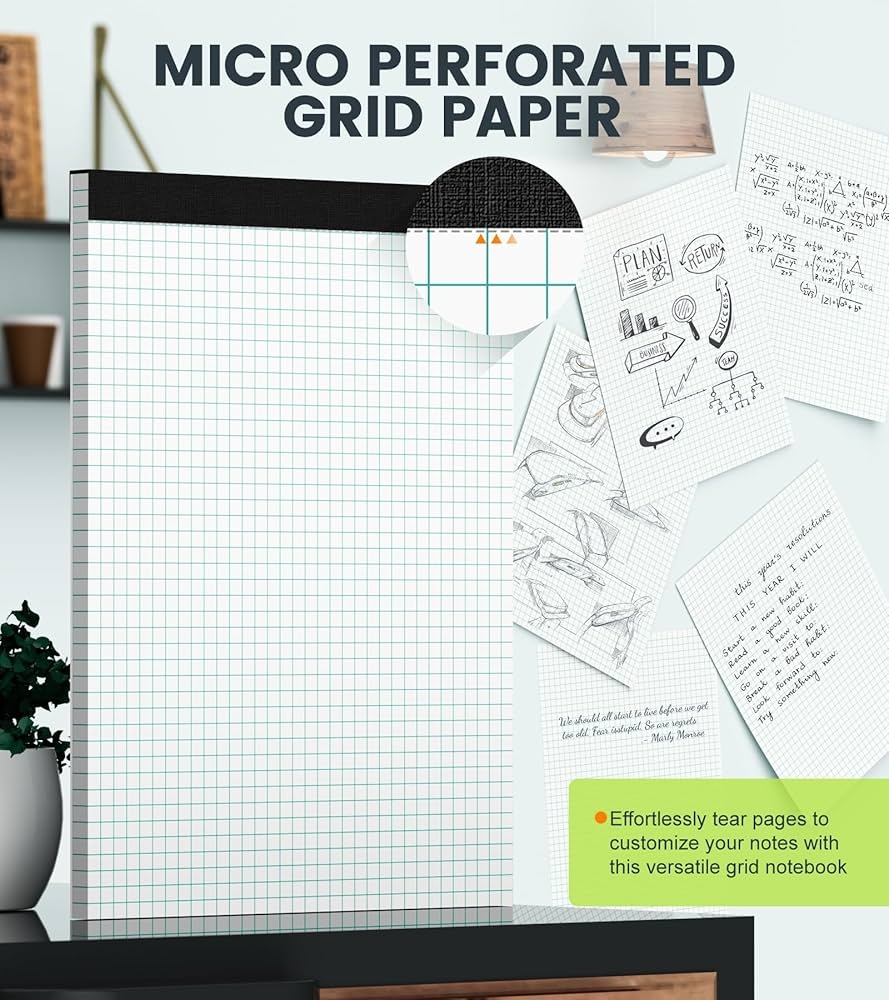 Graph Paper Notepad Graphing Paper 8 5 X 11 Legal Pad Graph Paper Pad 6 Pack Grid Pad Paper