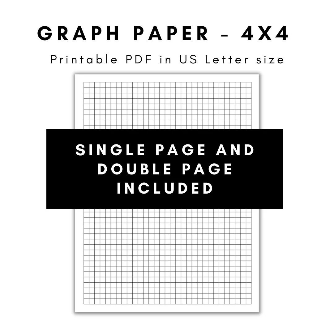 Graph Paper Printable Graph Paper Graph Paper Printable Graph Paper 4x4 4x4 Graph Paper Etsy