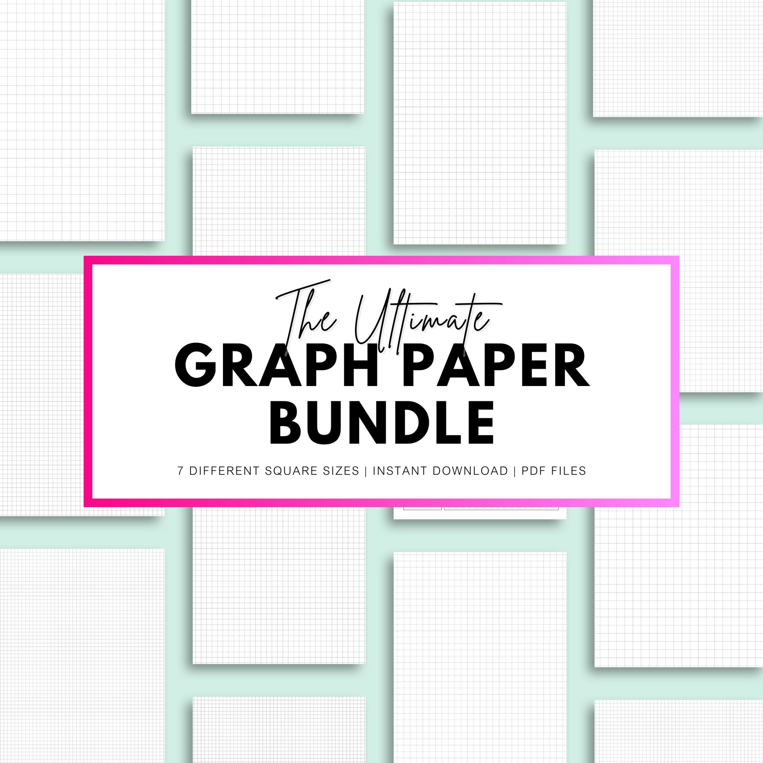 Graph Paper Printable Grid Paper Bundle Of 7 Different Square Sizes A4 A5 Letter Half Letter Digital Planner Templates Instant Download Etsy