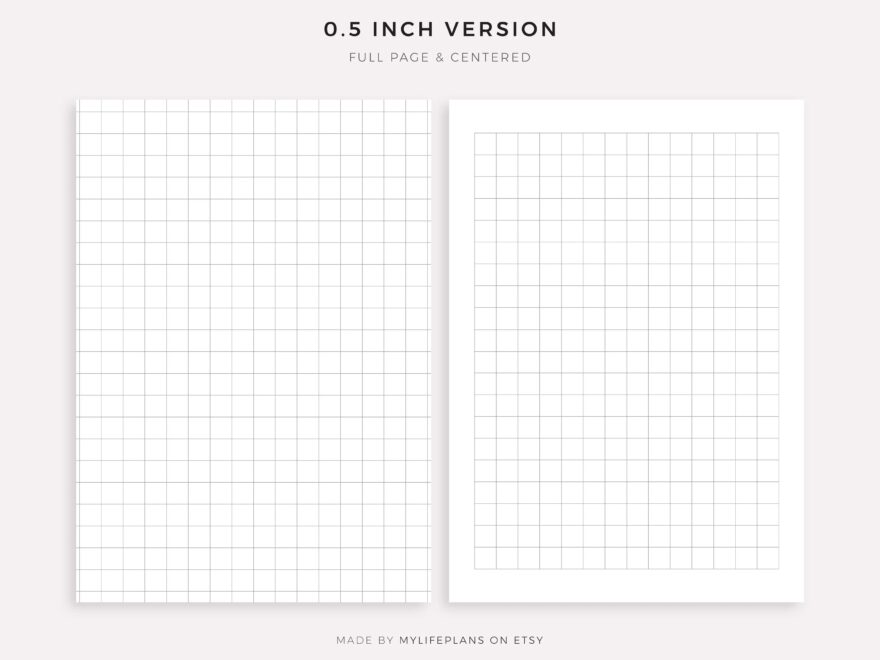 Graph Paper Six Different Sizes 0 25 0 5 1 10 Squares Per Inch 5mm 10mm A4 a5 letter half Printable PDF Instant Download Etsy