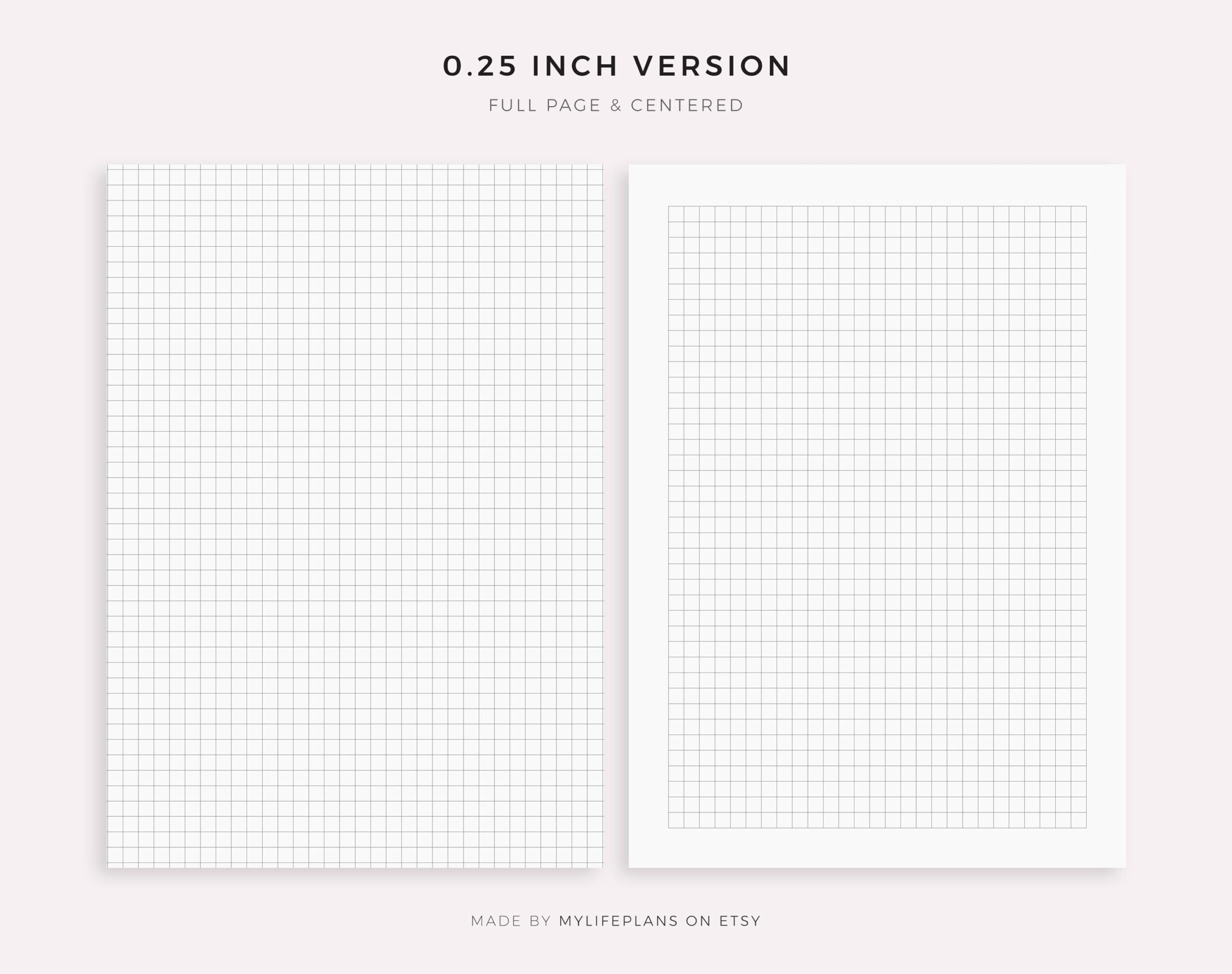 Graph Paper Six Different Sizes 0 25 0 5 1 10 Squares Per Inch 5mm 10mm Compatible With Remarkable 2 Instant Download Etsy