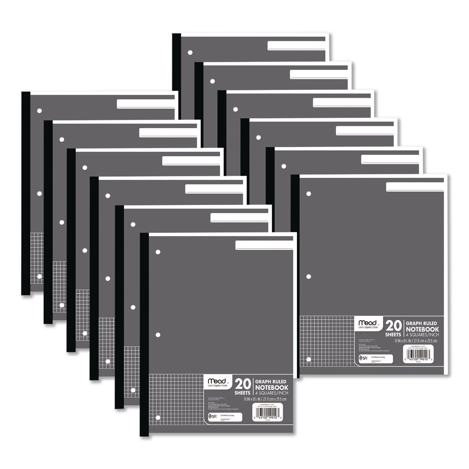 Graph Paper Tablet 3 Hole 8 5 X 11 Quadrille 4 Sq in 20 Sheets Pad 12 Pads Pack Mastersupplyonline