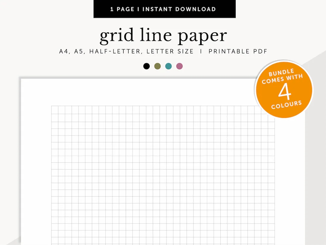 Grid Paper Printable Squared Paper Graph Paper Printable Planner Planner Set Planner Inserts A4 a5 letter half Size Etsy