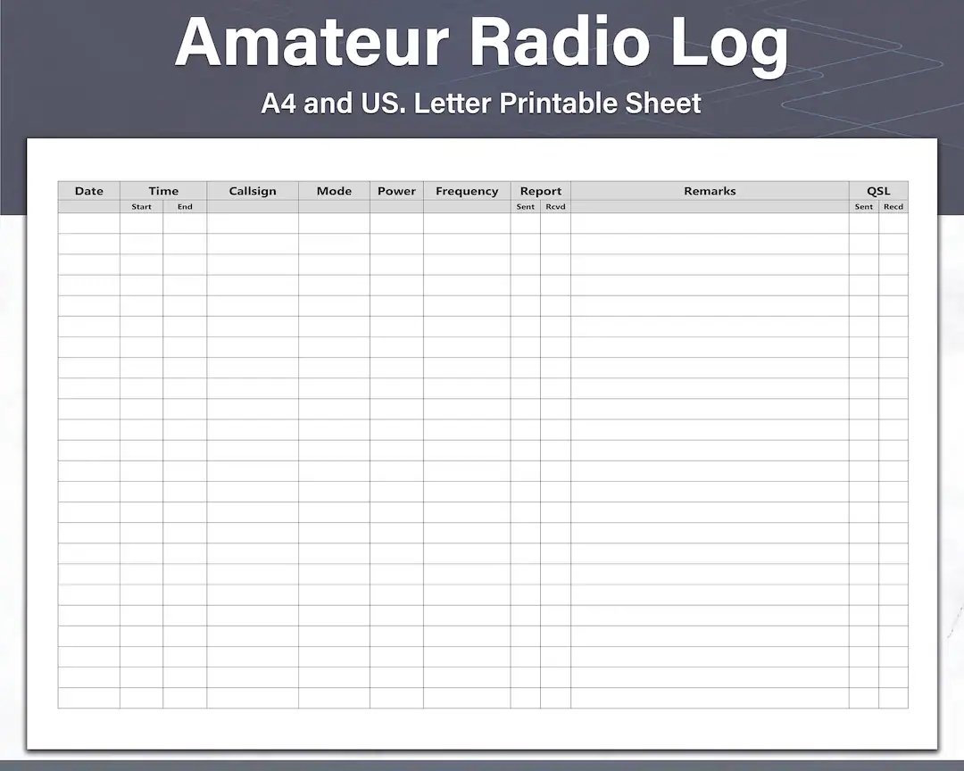Ham Radio Log Sheets Printable Amateur Radio Log Logbook And QSL Sheets Ideal For Binders Great For A Gift Etsy