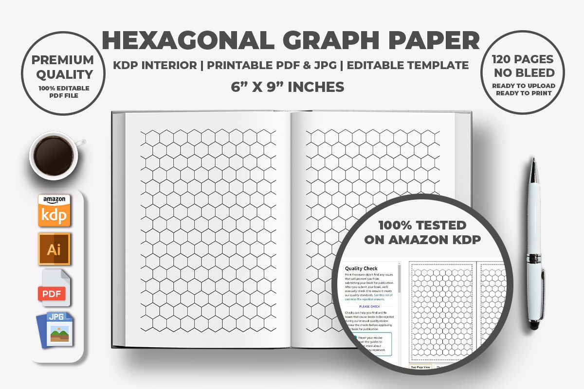 Hexagonal Graph Paper KDP Interior By M9 Design TheHungryJPEG Hexagonal Graph Paper KDP Interior By M9 Design TheHungryJPEG