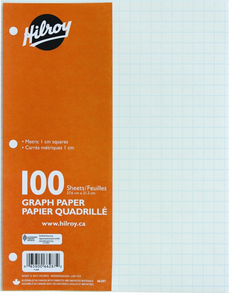 Hilroy Metric Graph Refill Paper 1cm Squares 10 7 8 X 8 3 8 Inch 3 Hole Punched 100 Sheets Per Pack 40 Packs ACCO Canada