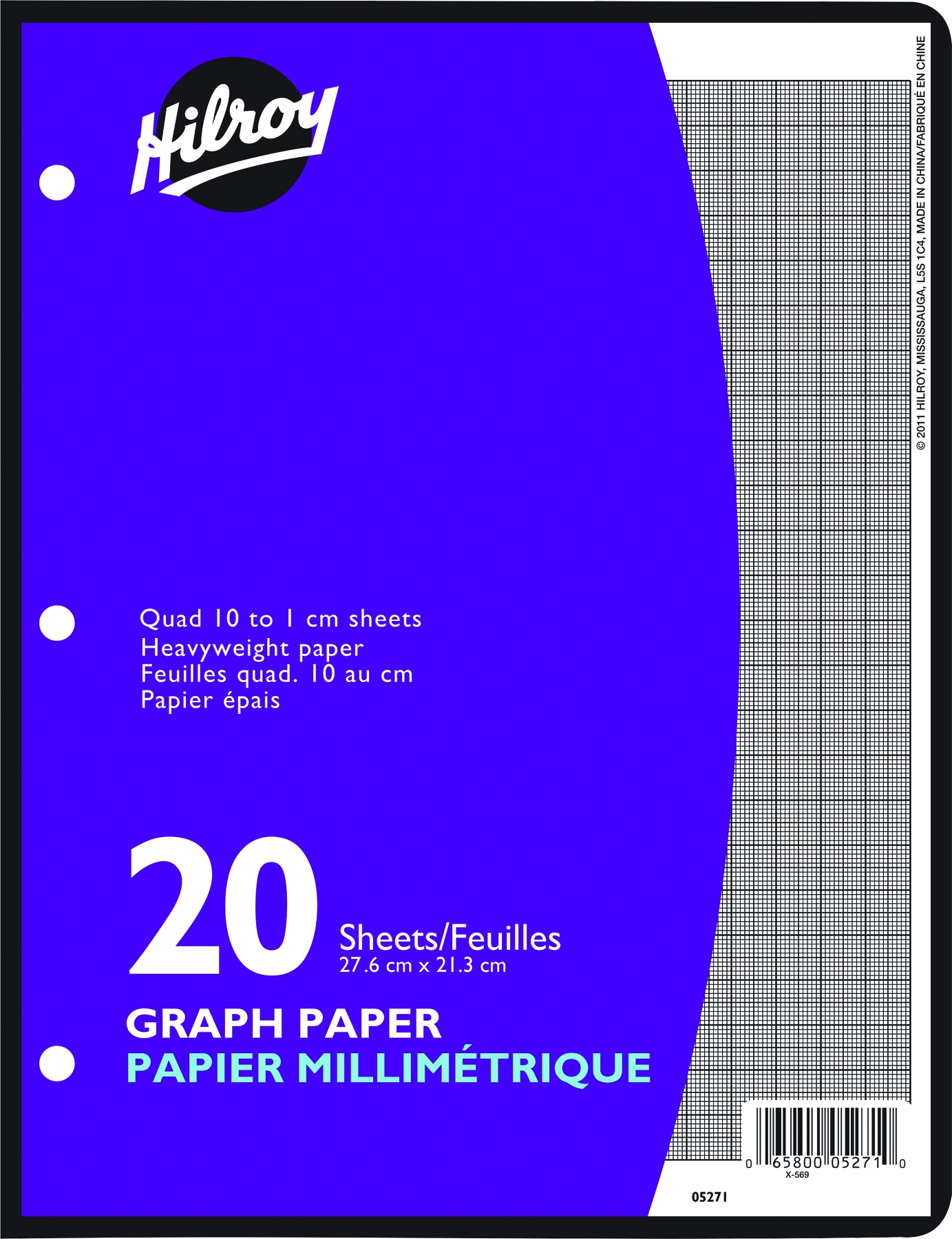 Hilroy Refill Graph Paper Metric Quad Ruled 10 7 8 X 8 3 8 Inch 20 Sheets White ACCO Canada