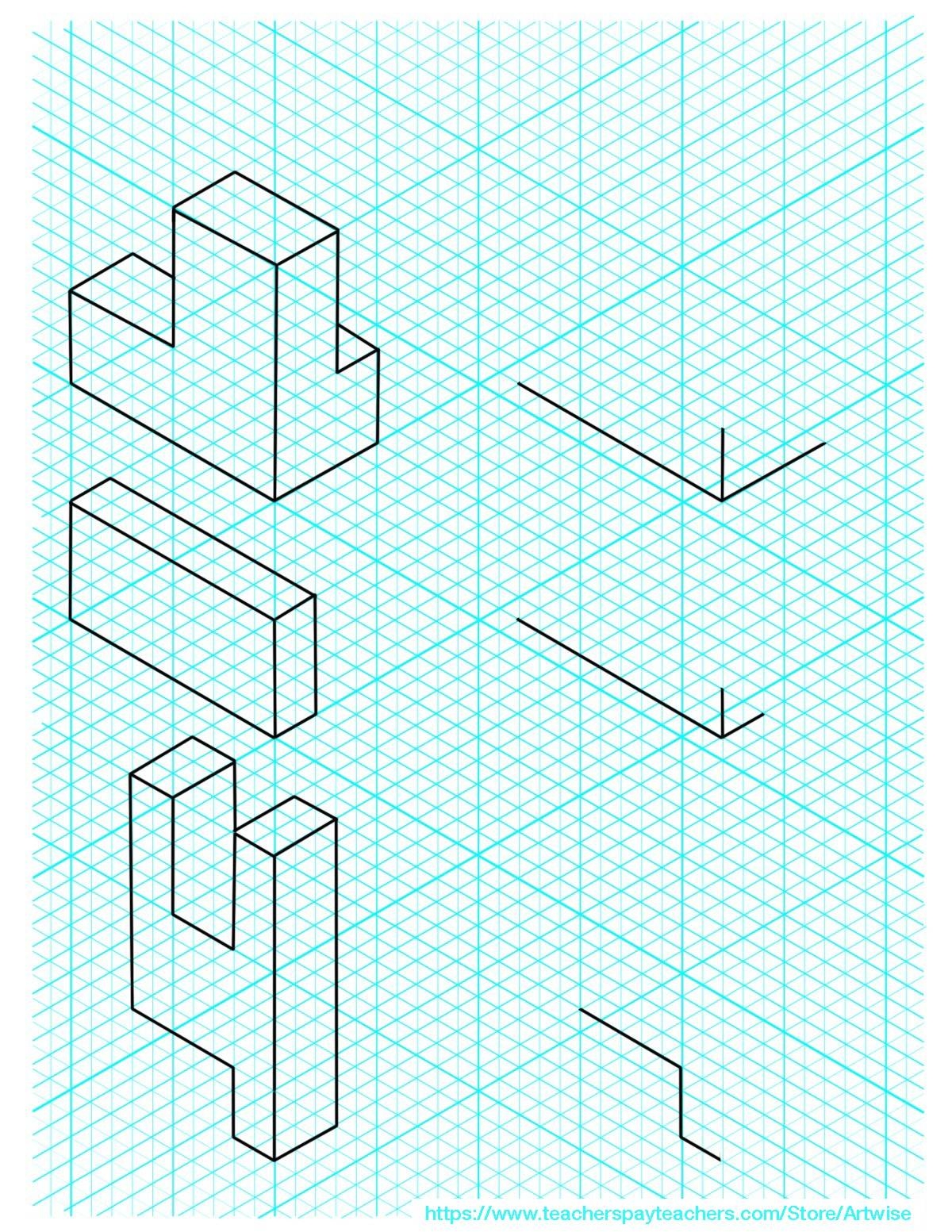 Isometric Graph Paper Drawing Pack 002 By ArtWise TPT