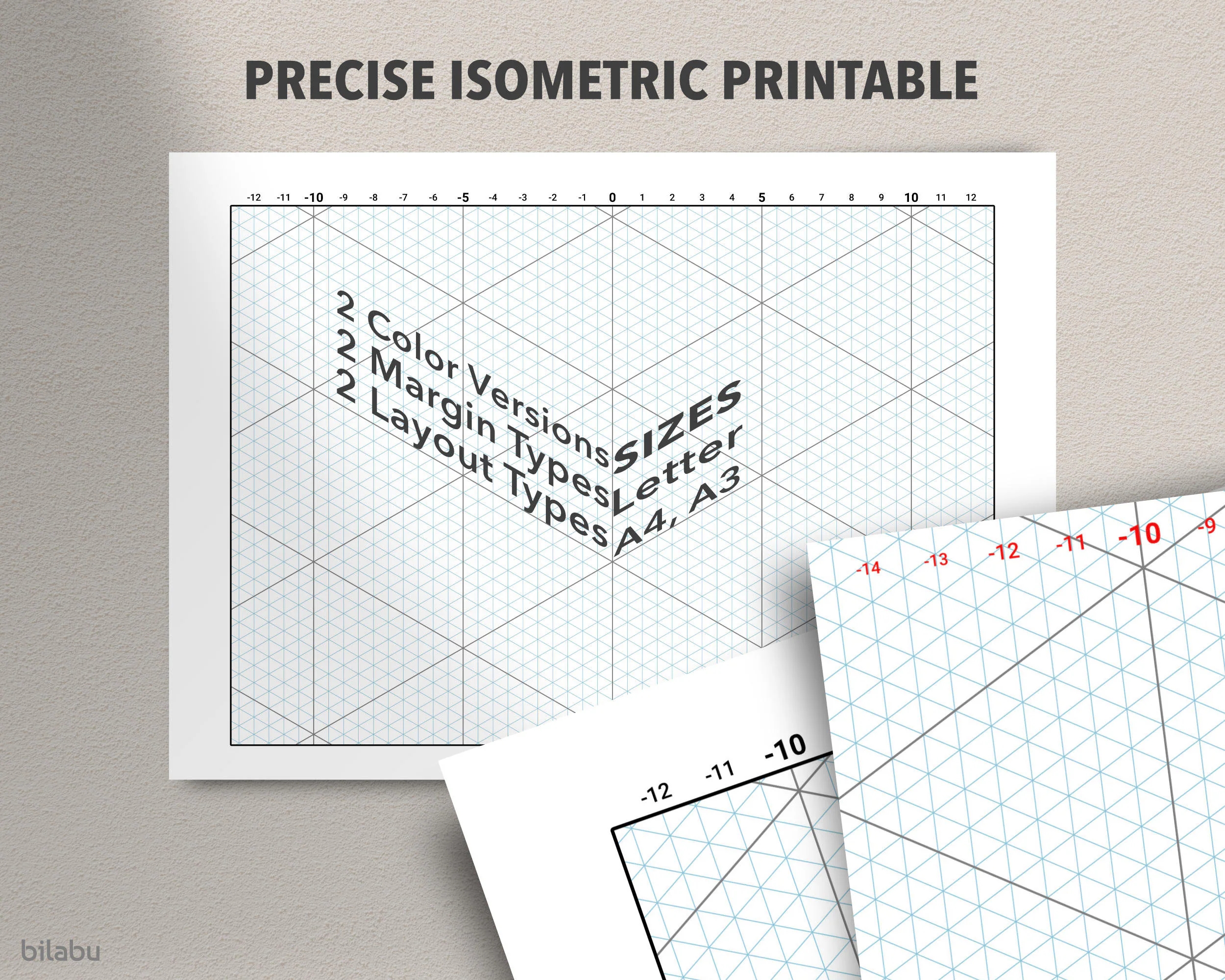 Isometric Graph Paper Printable Technical Drawing Template A4 A3 Letter Etsy