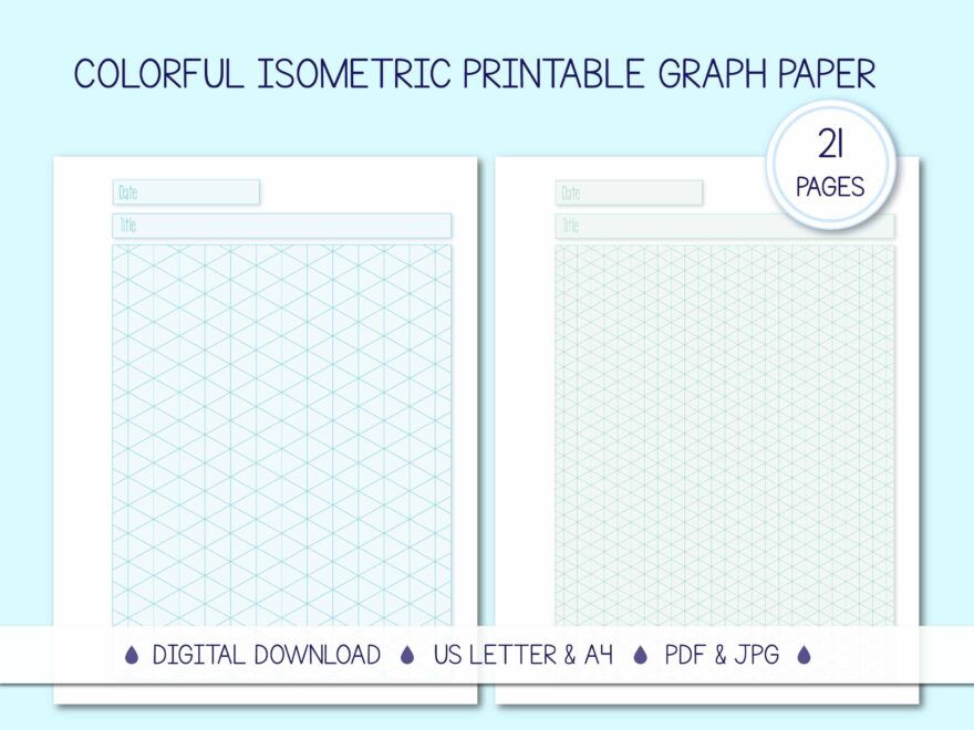 Isometric Graph Paper With Margins Grid Paper For Instant Download In Multiple Colors 3 Size Grids US Letter A4 Etsy