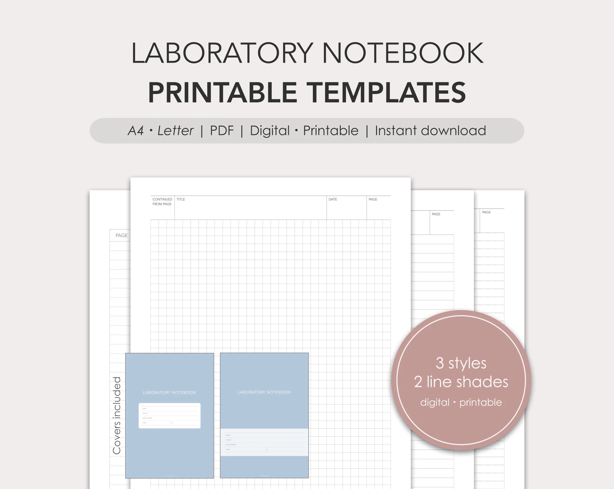 Laboratory Notebook Logbook Templates PDF Digital Printable Etsy