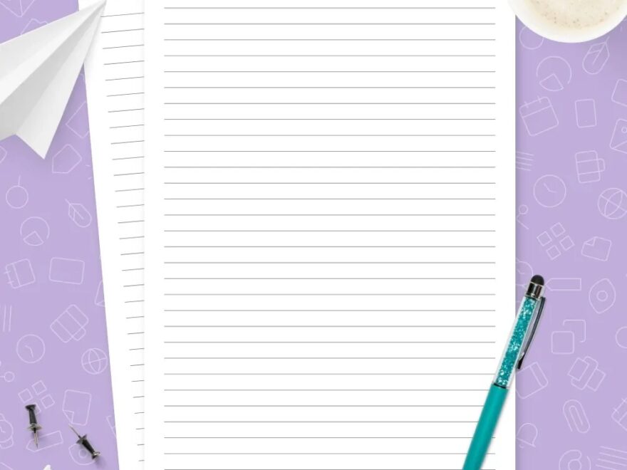 Lined Paper Template Narrow Ruled 1 4 Inch Template Printable PDF