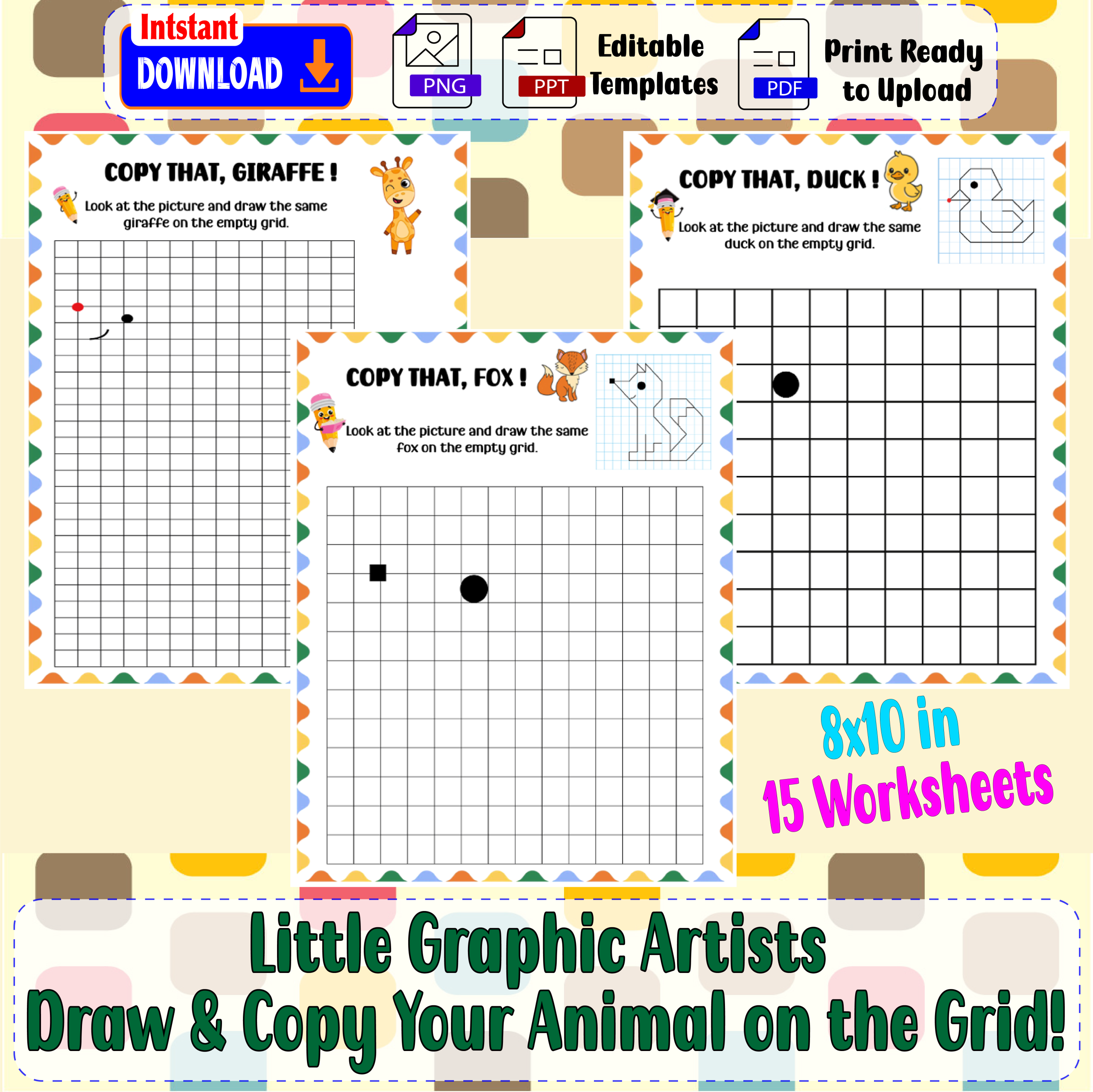 Little Graphic Artists Draw Copy Your Animal On The Grid Made By Teachers