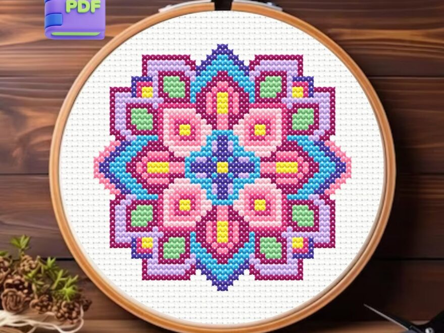 Mandala Cross Stitch Pattern PDF Cross Stitch Embroidery Pattern Download Cross Stitch Kits Cross Stitch Designs Cross Pattern Cross Design