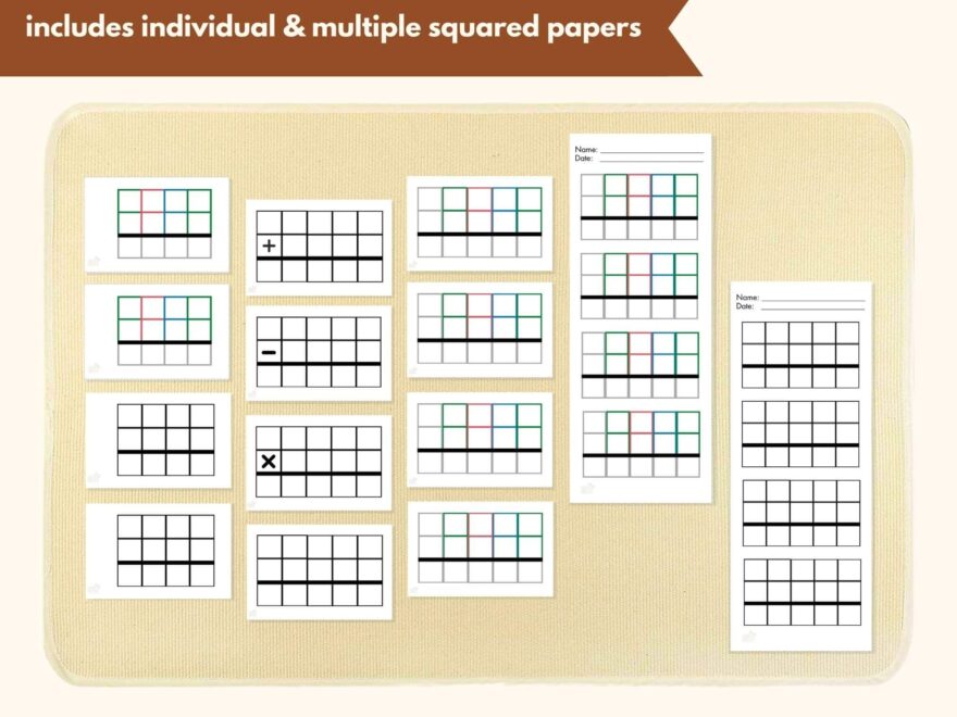 Montessori Equation Paper Montessori Stamp Game Paper Montessori Graph Paper Mat Made By Teachers