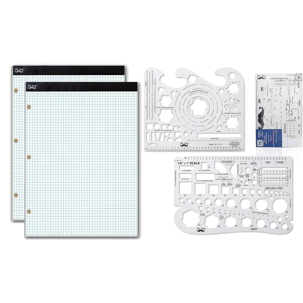 Mr Pen Graph Paper And Landscape Templates Amazon Office Products