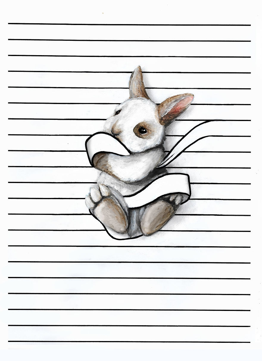 My 8 Animal Drawings On Lined Dotted And Graph Paper Are Made To Look Like They Are Playing On The Page Bored Panda