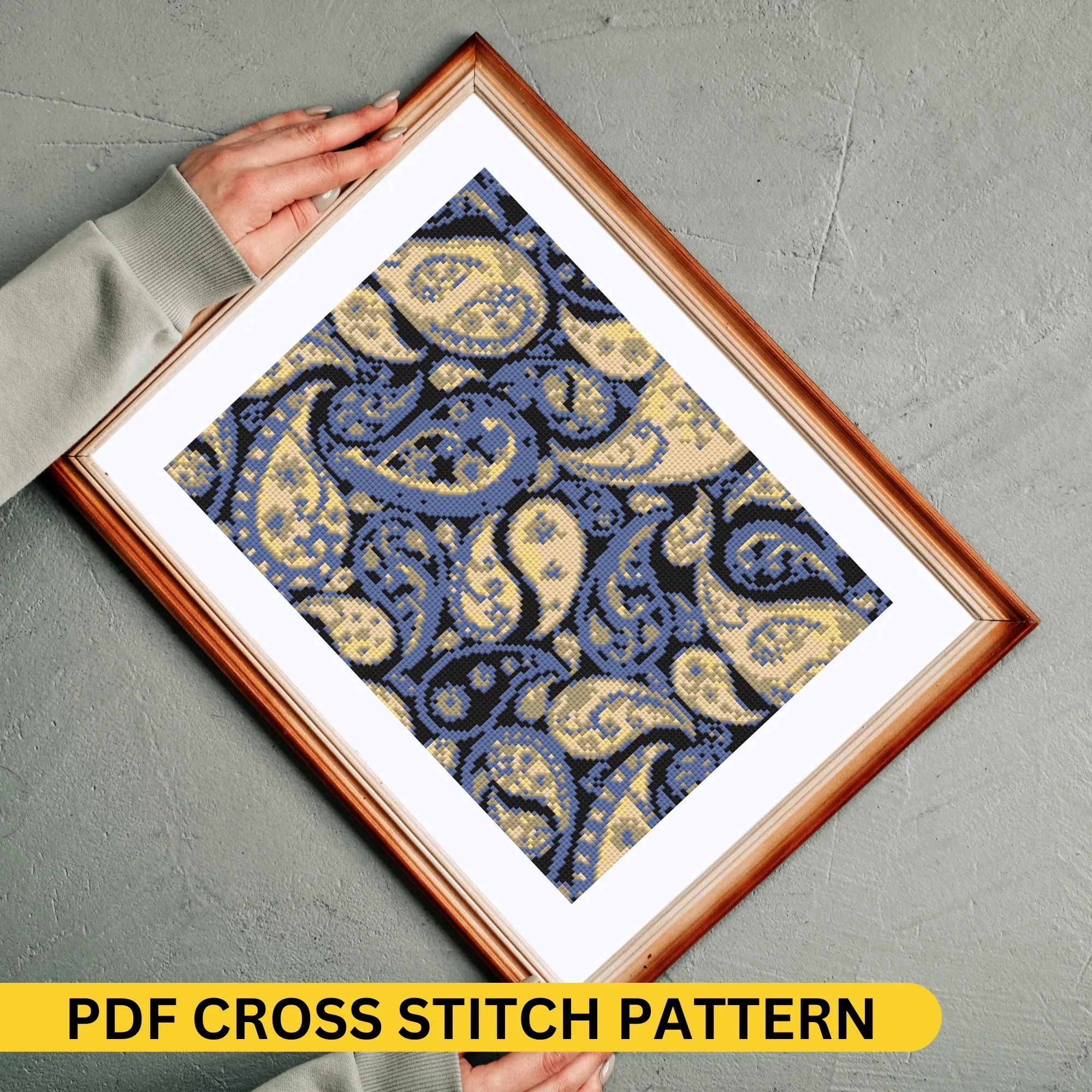 Large Graph Paper Printable Cross Stitch Paisley