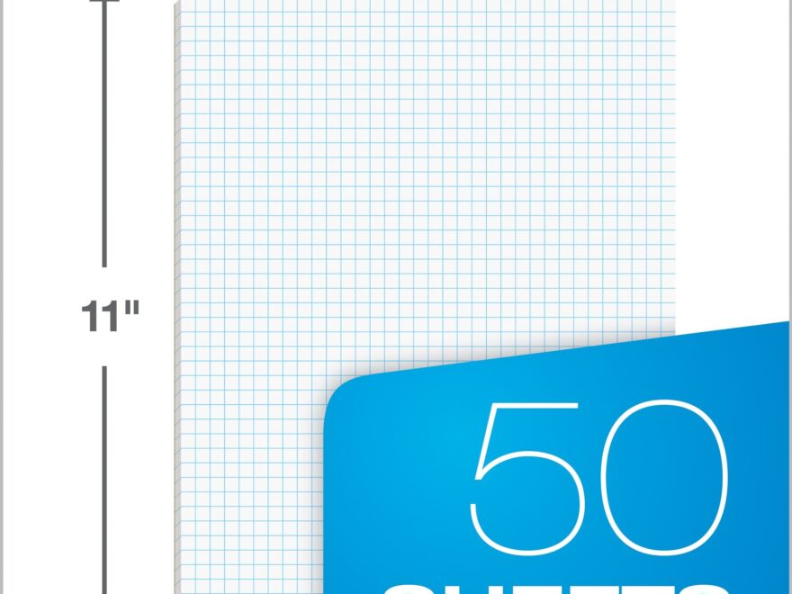 Paper Pads TOPS Graph 5 Pack 8 5x11 4x4 Grid 50 Sheets Per Pad Thicker Paper For Math Art Large Graph Paper