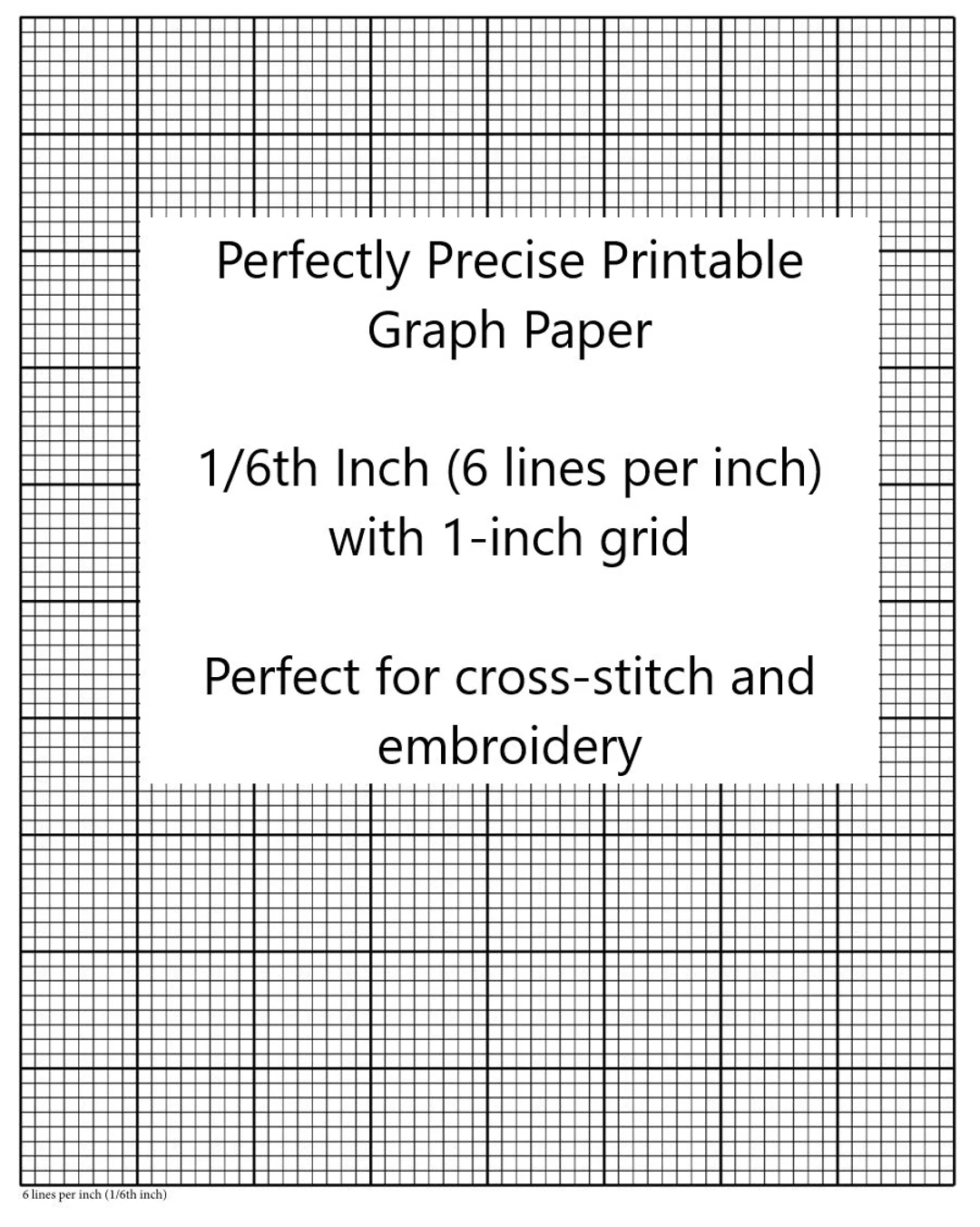 Perfectly Scaled And Precise Printable Graph Paper 1 6 Inch 6 Lines Per Inch With 1 Inch Grid Etsy