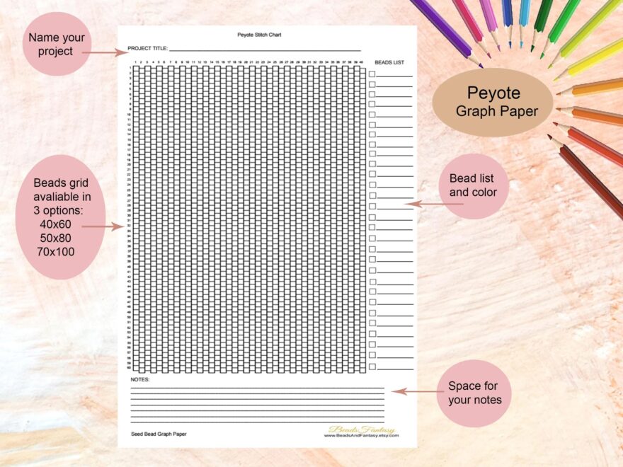 Peyote Stitch Printable Bead Graph Paper For Seed Bead Patterns A4 Instant Download PDF Printable Miyuki Beading Graph Paper Template Chart Etsy