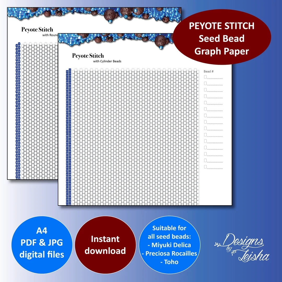 Peyote Stitch Seed Bead Graph Paper For Use With Round Beads Or Cylinder Beads Miyuki Preciosa Toho Instant Download Etsy