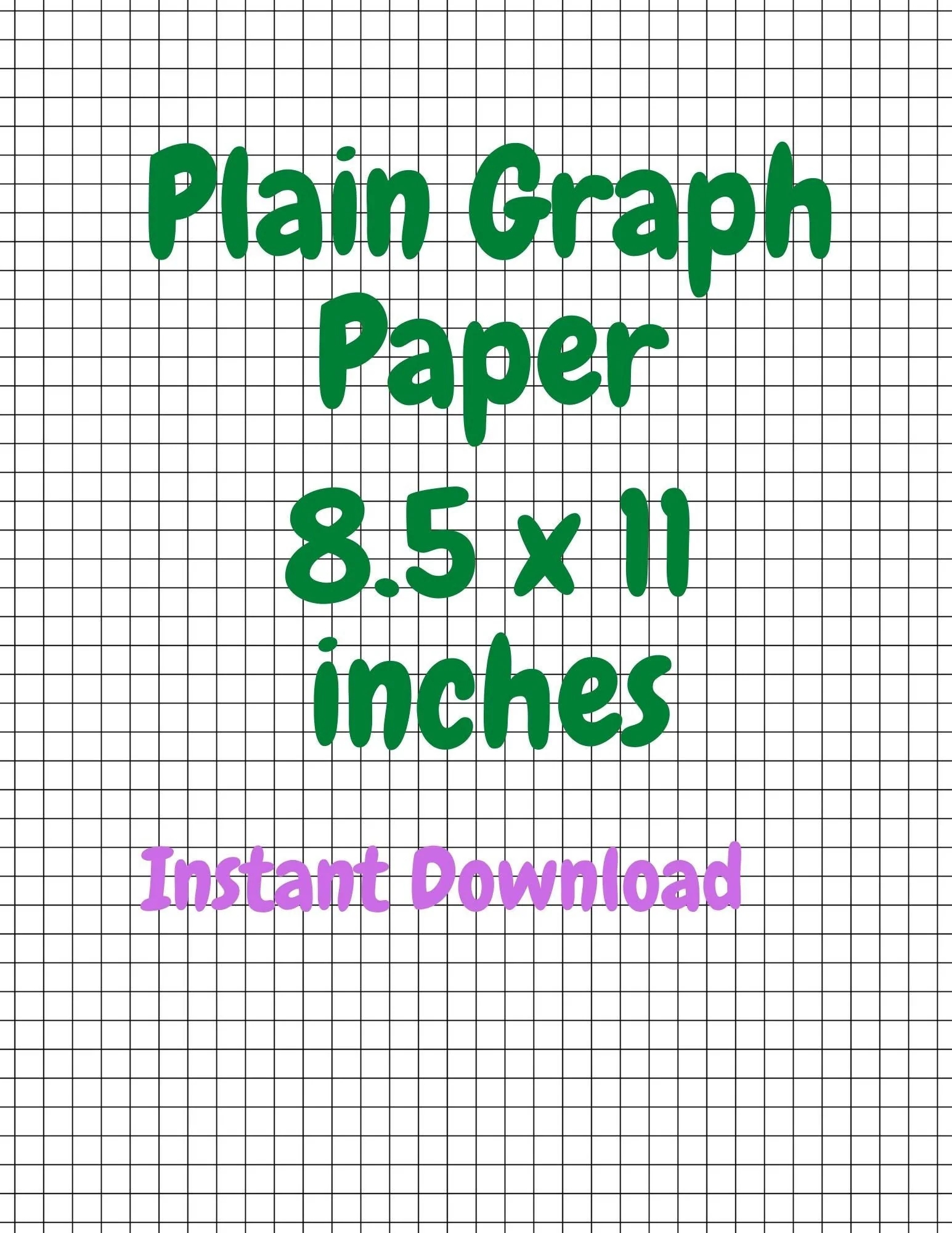 Plain Graph Paper Instant Download 8 5 X 11 Inches Etsy