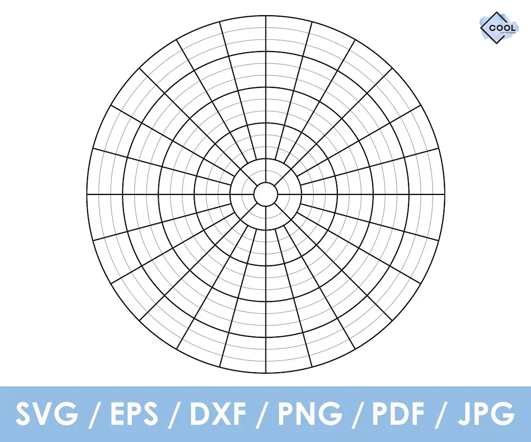 Polar Circle Graph Paper Template Circular Graph Paper Radial Graph Paper Pdf Svg Png Cricut Silhouette Glowforge Etsy